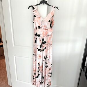 Calvin Klein Sleeveless Floral Maxi Dress Pink Dress V-Neck Size 4